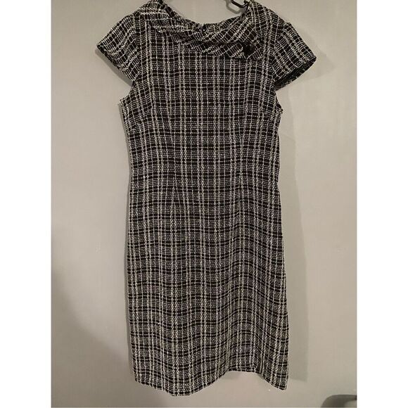Karin Stevens Black And White Sheath Dress Size 8 - Picture 1 of 5